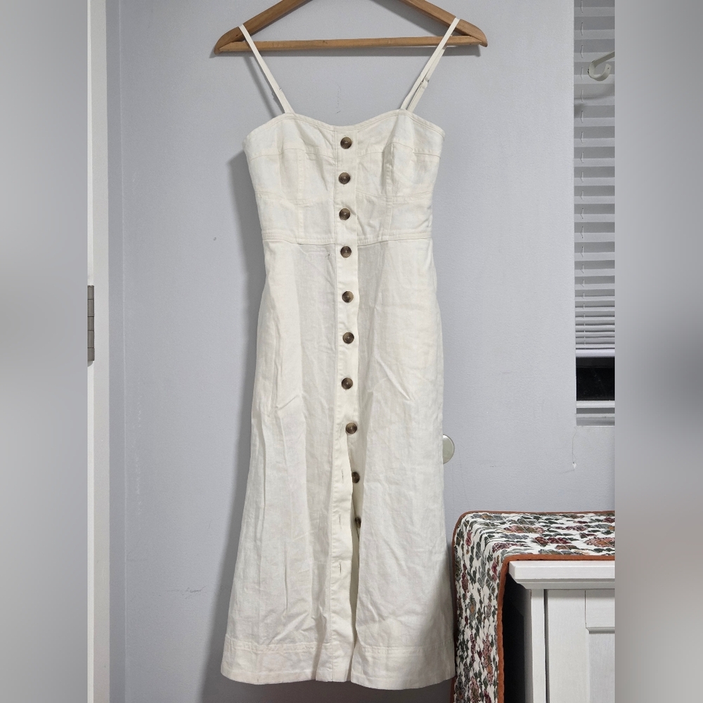 NWT Universal Thread Cream Button-Front Midi Dres… - image 1